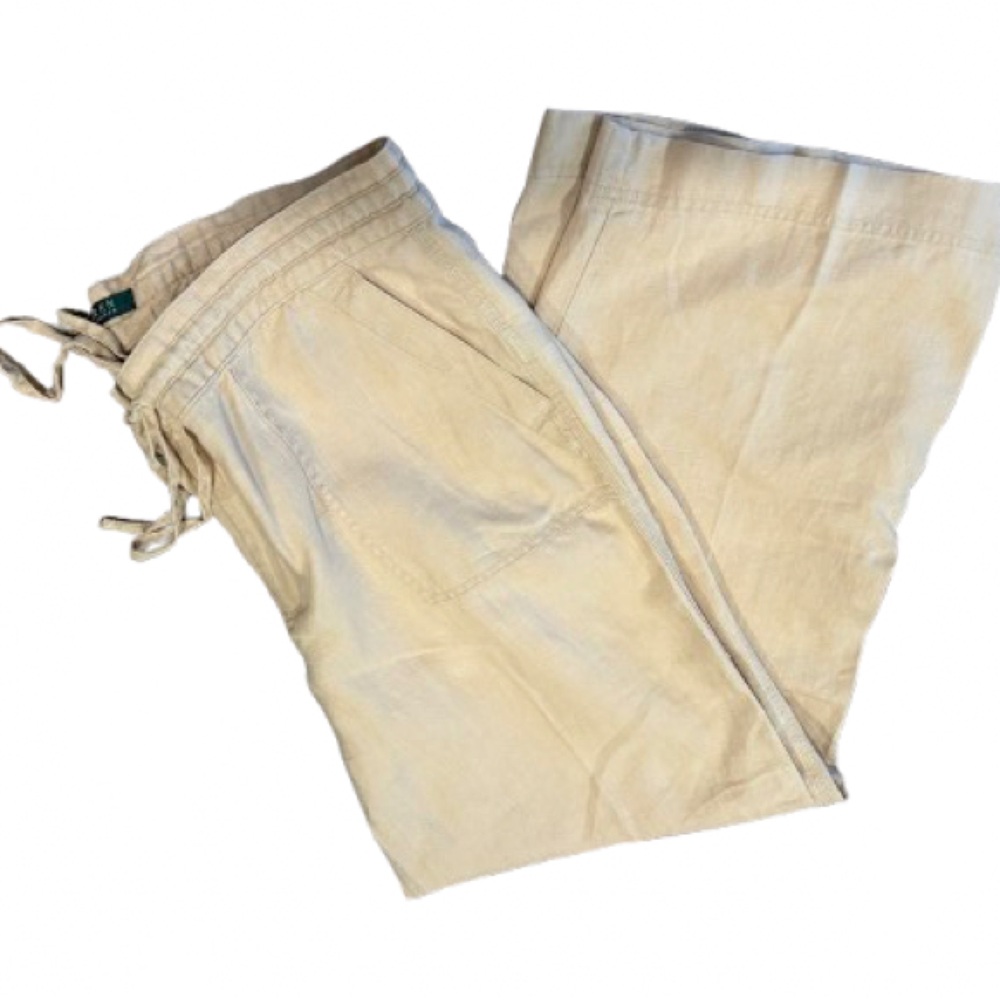 Lauren Ralph Lauren: Women’s Light Beige Linen Trousers Size 12